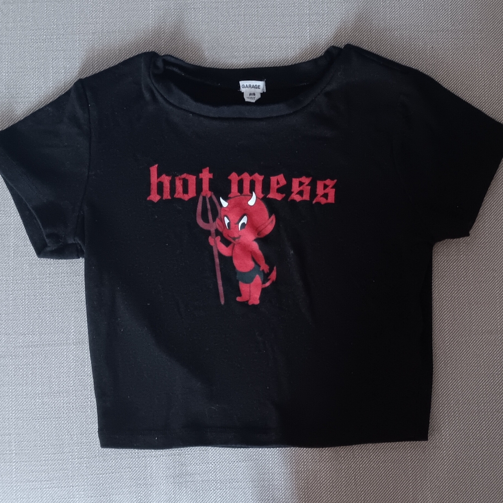 Garage Black Tee with Red Devil Graphic
